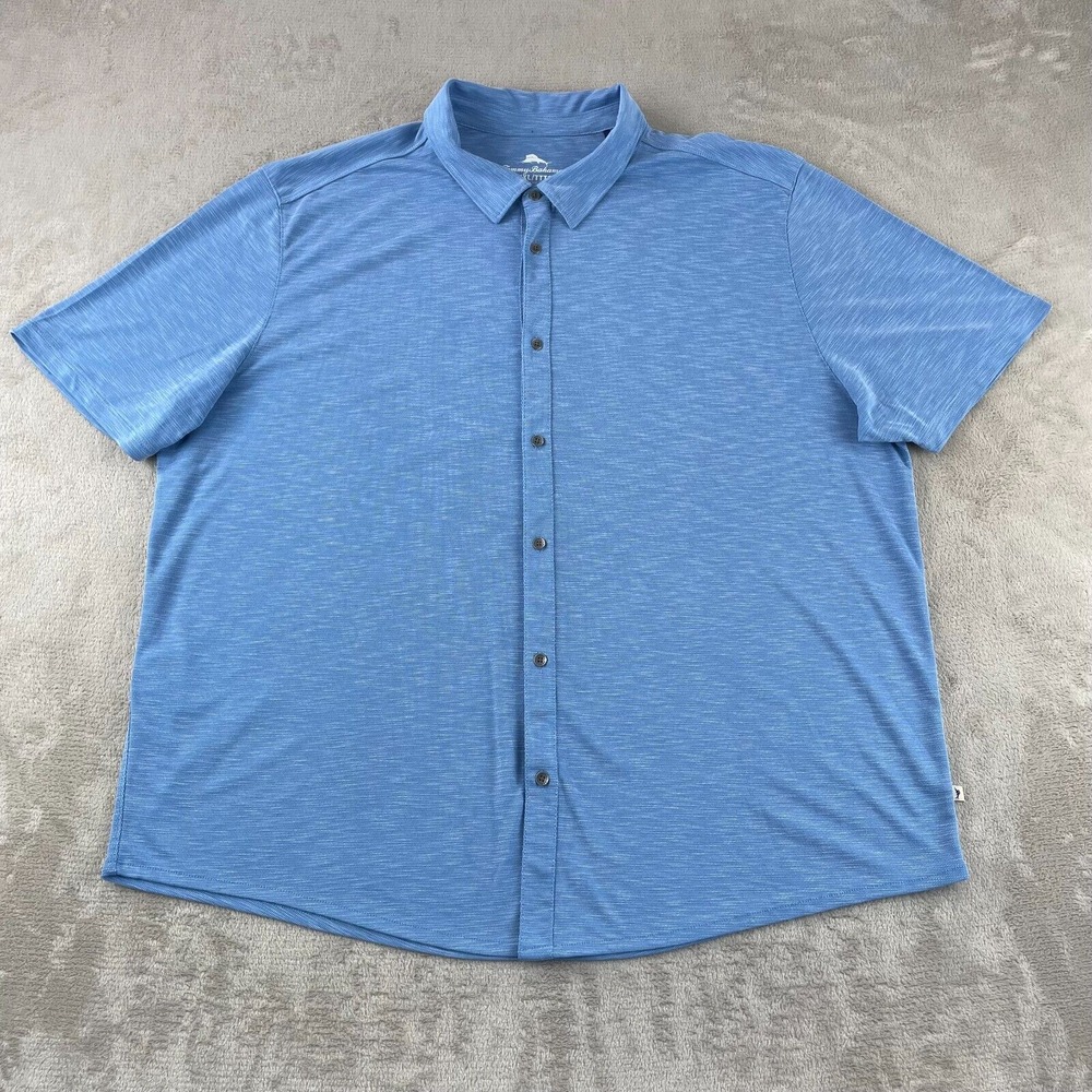 Tommy Bahama Camp Shirt Men 3XL Blue Tencel Blend Short Sleeve Button Up NWOT